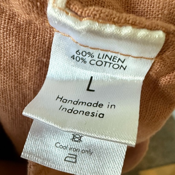 Aura The Label Linen Blend Midi Dress Women’s Large Pink Peach V-neck Collared - Picture 3 of 7